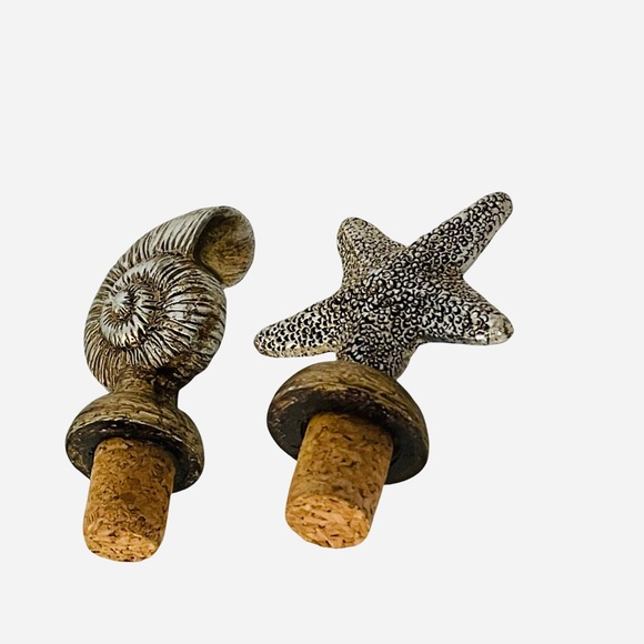 Nautical Glass Bottles with Starfish Shell  Beach Decor - Picture 2 of 9